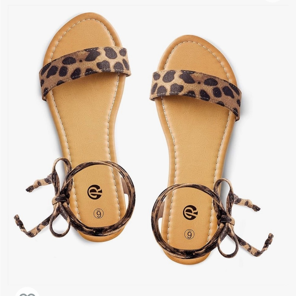 Women’s leopard print tie sandals